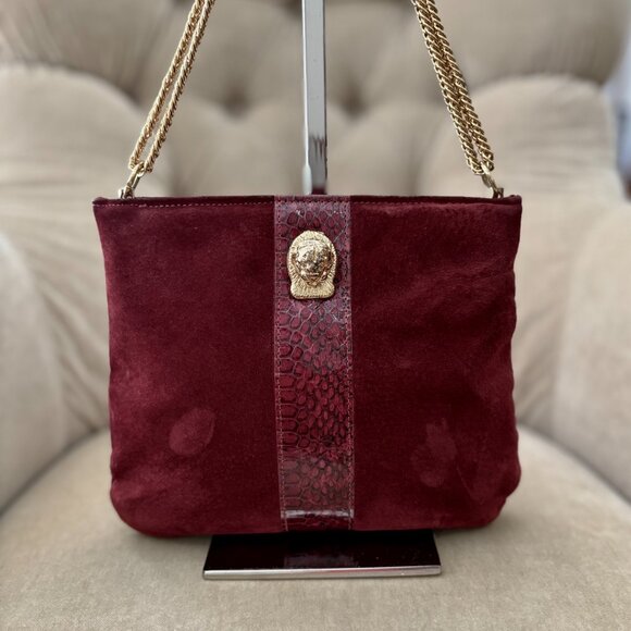 VTG Auth RUTH E SALTZ Iconic COUGAR HEAD Genuine Suede Circa 1980's Bag - Picture 2 of 9